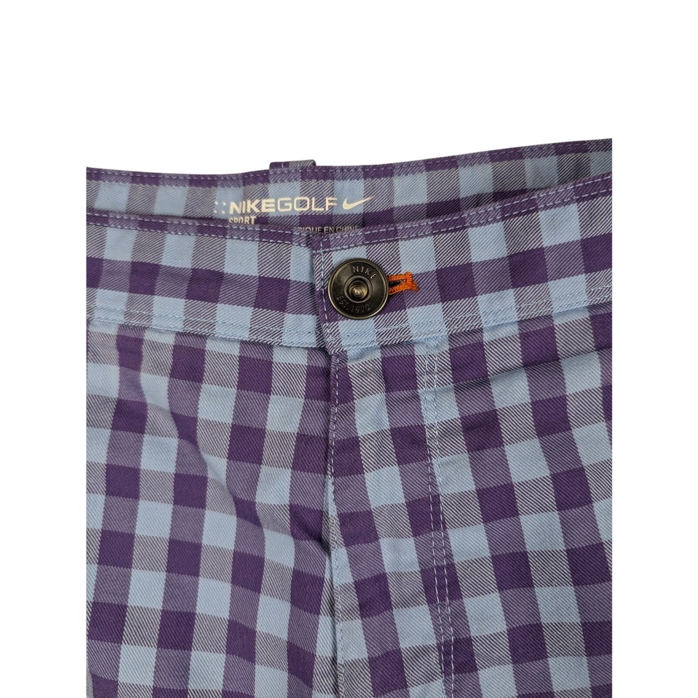 Nike Golf Shorts Men's Dri-Fit Purple/Blue Checkered Cargo Chino Cotton Blend 36